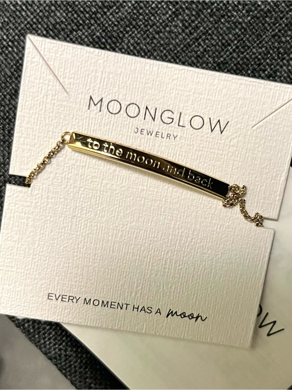 The "To the Moon and Back" Bar Bracelet in gold